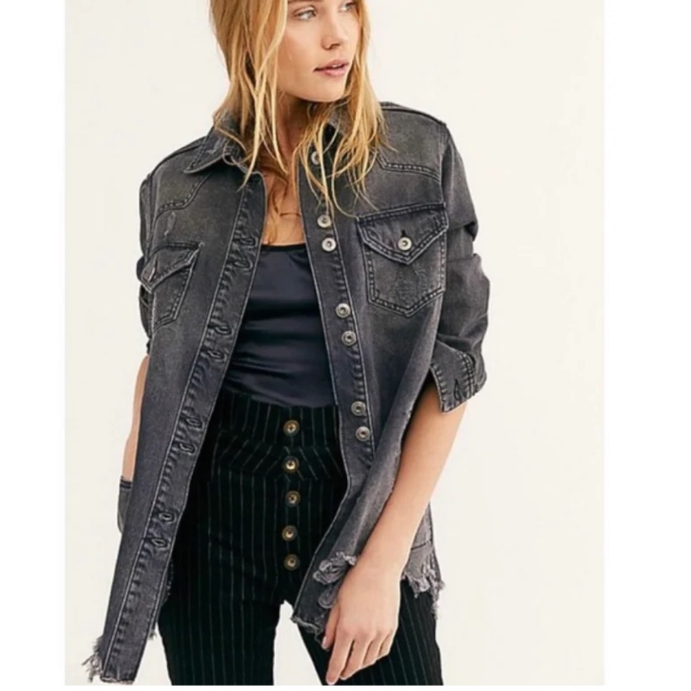 Free People Moonchild Denim Jacket Black XS